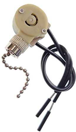 Sinton E81372 ON-Off Nickel Pull Chain Lamp Switch for Lighted Ceiling Fans & Canopy Lights 6A 125V 3A 250V AC