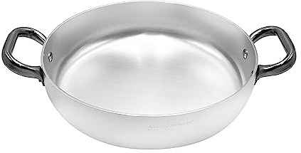 Pentole Agnelli Linea Alluminio 3 mm Professionale Tegame con Due Maniglie Inox, Argento, 28 cm