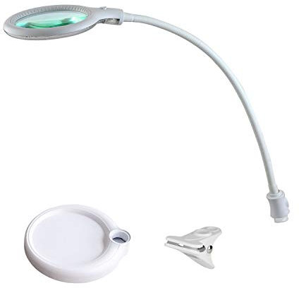 Lumeno 6803WS Lámpara de aumento Lámpara de pinza LED con 30 LED SMD, 6 vatios, 550 Ideal para salones de belleza, consultas médicas, lupa iluminada, ayuda a la lectura, 3 dioptrías blanco