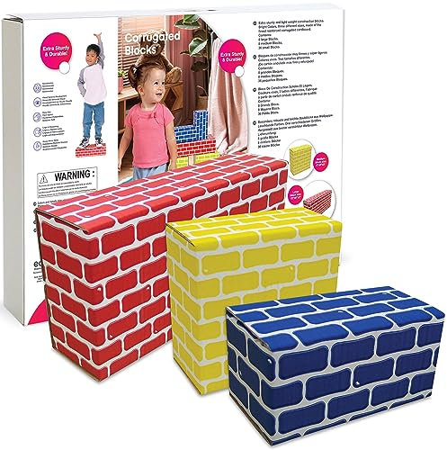 Gewellte Blöcke für Kinder ab 18 Monaten. 52 Stück leichte, einfach zusammenzubauende Blöcke für Konstruktionsspiele. Sie können bis zu 100 Pfund tragen. Kreatives, lustiges und dynamisches Spiel.