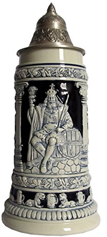 KING Blauer Bierkrug Gambrinus Bierkönig Seidel 0,75 Liter Bierseidel