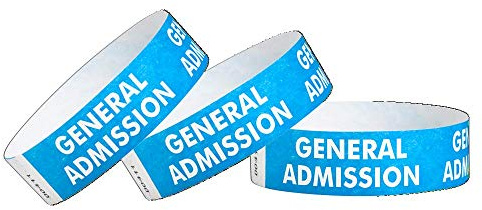 500 WristCo Blue General Admission Tyvek Wristbands for Events - ¾” x 10” - Waterproof Recyclable Comfortable Tear Resistant Paper Bracelets Wrist Bands for Concerts Festivals Admission Party