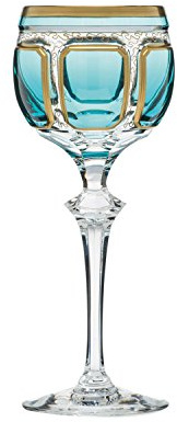 ARNSTADT KRISTALL Römer Weinglas Antike azur (23,5 cm) Kristallglas mundgeblasen von Hand geschliffen 24 Karat Goldrand Handmade in Germany
