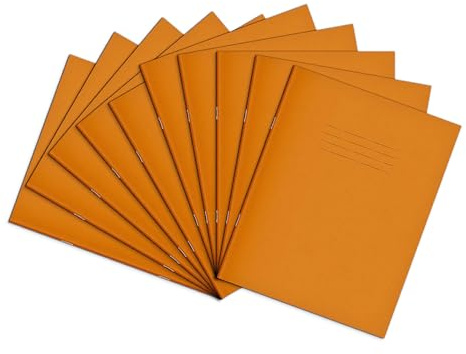 Rhino A5+ Schulhefte, 80 Seiten/10 mm, kariertes Papier, 10 Stück, 9 x 7 Schreibbuch, Büro- und Schulbedarf, Orange