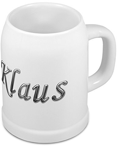 digital print Bierkrug mit Name Klaus - Design Chrom-Schriftzug - Namens-Tasse, Becher, Maßkrug