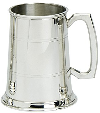 Edwin Blyde 61100 & Co 1 Pint Tankard with Solid Metal Base-Two Lined Body with Traditional Standard Handle, Pewter, 11 x 14.5 x 11 cm