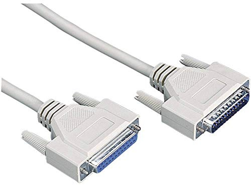 DIGITUS Paralleles Anschluss-Kabel - D-Sub 25 zu D-Sub 25 - Stecker zu Buchse - 2.0m - Verlängerungskabel - Beige
