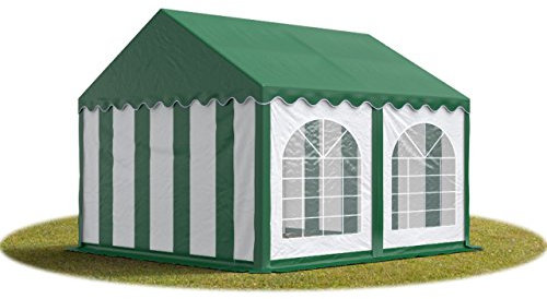 TOOLPORT Tendone per Feste e Eventi 4x4 m Gazebo Matrimonio - Bianco - Molte Misure - Premium Bianco-Verde