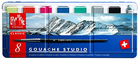 Caran d'Ache : Studio Gouache : Set of 7 Pans & 10ml White