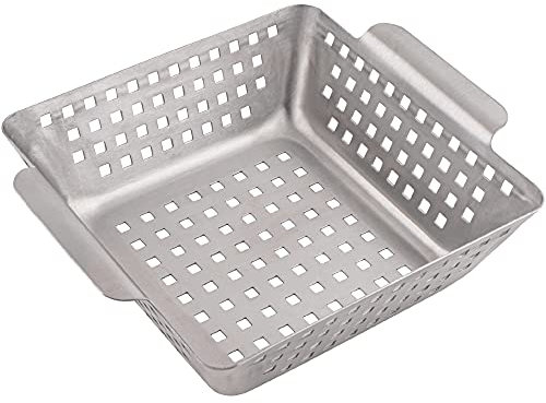 GOURMEO Barbecue Vegetable Basket, stainless steel, for grilling and roasting vegetables, fish or meat