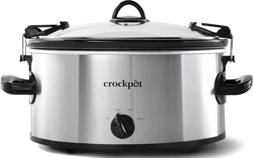 Crock-Pot Cook & Carry 6-Quart Oval Portable Manual Slow Cooker | Stainless Steel (SCCPVL600S)