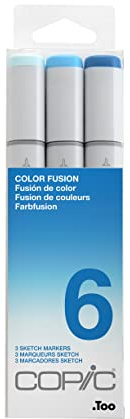COPIC skissfärgad markörpenna – set med 3 färger fusion 6, för konst & hantverk, färgning, grafik, highlighter, design, anime, professionella och nybörjare, konsttillbehör och målarböcker