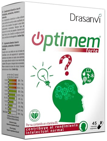 DRASANVI Optimem Forte con Fosfatidilserina, Fosfatidilcolina y Aminoácidos| Sistema Nervioso y rendimiento intelectual | con Vitaminas del Grupo B, ácido fólico y Selenio |45 Cápsulas = 22 Días