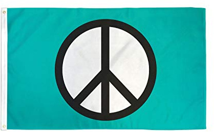 AZ FLAG Flagge Frieden Blau Symbol 150x90 cm Peace Polyester 100D 2 Ösen | Für innen und außen dekorative Flagge doppelte Nähte und verstärkte Kanten mit Metallösen 100D Polyester