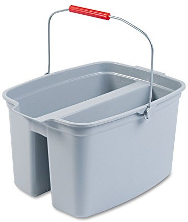 Rubbermaid Commercial Products Double Seau de Nettoyage à Double Compartiment 18 L Gris – Organisateur de Produits de Nettoyage en Plastique, avec Poignéem pour Cuisine/Salle de Bain – FG262888GRAY
