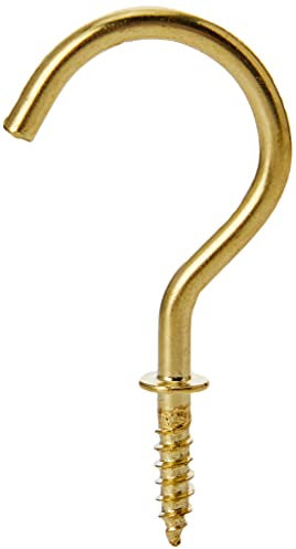 Merriway® BH01117 (10 Pcs) EB Brass Plated Shouldered Cup Mug Hooks, 38 mm (1.1/2 Inch) - Pack of 10 Pieces