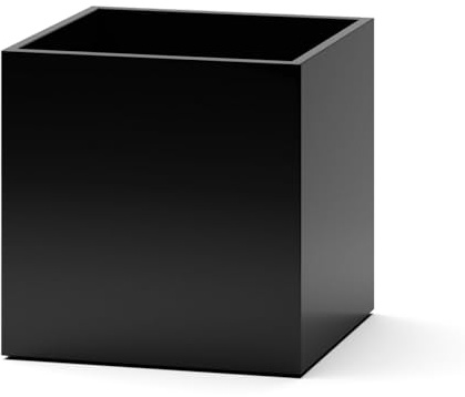 Casa Mina Pflanzkübel groß außen - Fiberglas Blumenkübel viereckig - Premium Blumenkasten für Draußen - Blumenkübel Frostsicher - Blumenkasten für den Garten - Cube Hochglanz Schwarz - 60x60x60cm