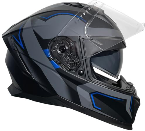 Rallox Helmets Integralhelm 510-3 schwarz/blau RALLOX Motorrad Roller Sturz Helm (XS, S, M, L, XL) Größe XL
