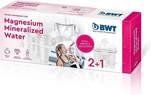 BWT - Pack 2+1 Filtros con magnesio - Mejora el sistema inmunológico, reduce la cal, el cloro, las impurezas del agua y mejora el sabor - Pack para 3 meses