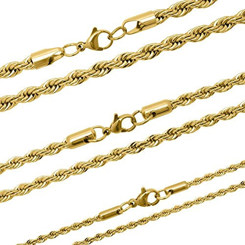 SoulCats® Rope kedja av rostfritt stål kedja huvud kedja guld silver Guld Ø 5 mm; Länge: 50 cm