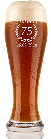polar-effekt Bierglas mit Gravur personalisierte Weizenbierglas - 30 Geburtstag Männer Weizenglas als Geburtstagsgeschenk für Männer Glas 500ml - Geschenk-Idee - Motiv Jubiläum Ährenkranz