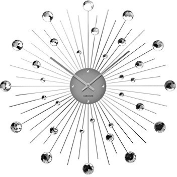 Karlsson KA4859 Wanduhr Sunburst Kristall Large, Stahl, Silver, 4x50x50 cm