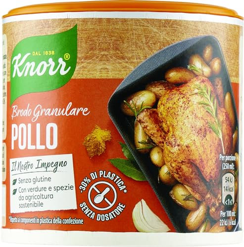 Knorr Brodo Granulare Pollo, Brodo di Pollo Pronto, Ricco di Sapore, con Verdure da Agricoltura Sostenibile, Senza Glutine, Lattosio e Conservanti, -30% Plastica*, 150g