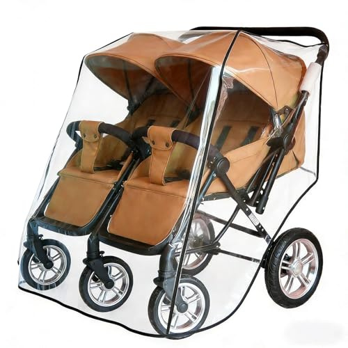 Aligle Twin Stroller Raincoat Universal Size Side By Side Stroller Weather Shield, Baby Rain Cover/Wind Shield