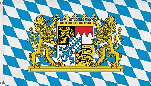 Fahne mit Messingösen XXL Länder Flagge 90 x 150, 150 x 250 oder 300 x 500 cm wählbar Bayern 150 x 250