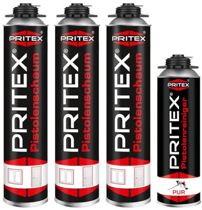 Bauschaum Set 3 x 750ml Pistolenschaum inkl. Pistolenreiniger 500ml PU Schaum Montageschaum Isolierschaum