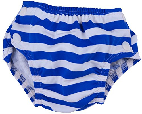 Popolini - Wasserdichte Badewindel, Größe S (3-9 kg), Weiß/Blau