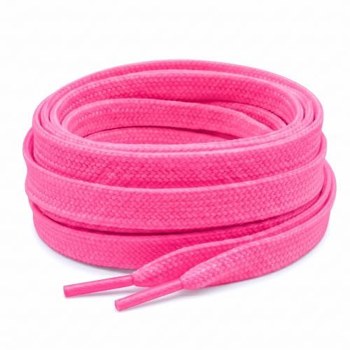 Neon Pink Flat laces 120cm Replacement Laces for Trainers & Casual Shoes