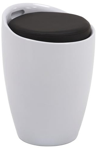 IDIMEX Sitzhocker Arbeitshocker Badhocker Badschemel Stauraumhocker Daniel, mit Stauraum und Sitzkissen in weiß/schwarz