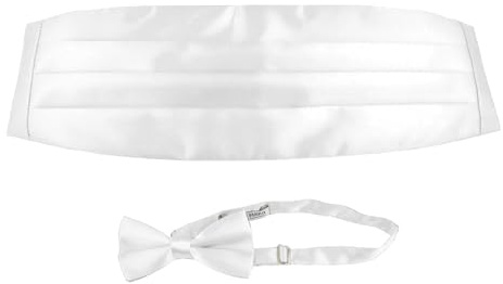 Moda Di Raza White Bow Tie and Cummerbund, Tuxedo Suit, Dinner and Black Jacket Event, Boys White Tie and Cumberbund, Boys Bow Ties, Sizes