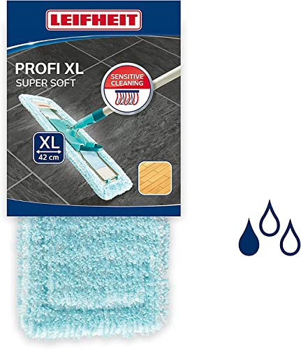 Leifheit Wischbezug Profi XL super Soft für Sensible Böden, Bodenwischer Ersatzbezug mit Spezialfasern, Wischer Ersatzbezug für minimale Wasseraufnahme, ideal für Parkett, Laminat und Kork