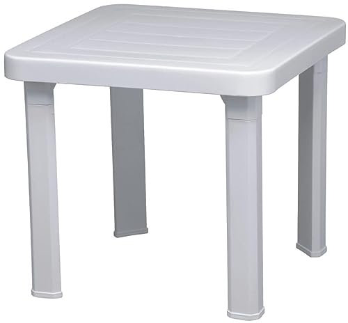 Resol garbar Andorra Mesa Auxiliar Exterior 47x47 | jardín, terraza, balcón, Playa, Piscina, Picnic, Camping, Catering | diseño, Ligero, Multiusos, Desmontable | Blanco