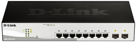 D-Link DGS-1210-10 10-Port Gigabit Smart Switch (8 x 10/100/1000 Mbit/s Base-T-Ports, 2 x 100/1000 Mbit/s SFP-Ports), schwarz / grau