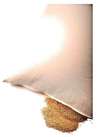 Traumschläferchen Bio Hirseschalenkissen Hirsekissen Hirsespreu Hirsekopfkissen Hirsepreukissen 40x80 cm mit Reißverschluss