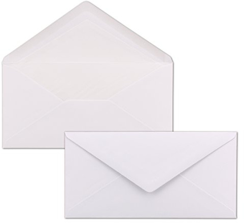 50 x DIN Lang Briefumschläge - Weiß mit weißem Seidenfutter - 11x22 cm - 100 g/m² - ideal für Einladungen, Weihnachtskarten, Glückwunschkarten aus der Serie Farbenfroh
