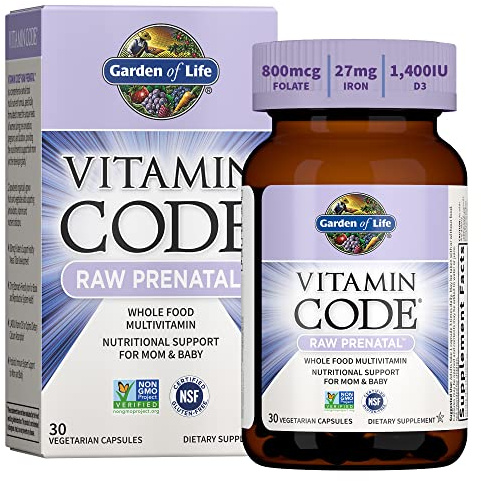 Garden of Life Prenatal Multivitamin for Women with Iron, Folate & Vitamin C and D3 for Neural Development & Probiotics for Immune Support – Vitamin Code – Non-GMO, Gluten-Free, Kosher, 10 Day Supply