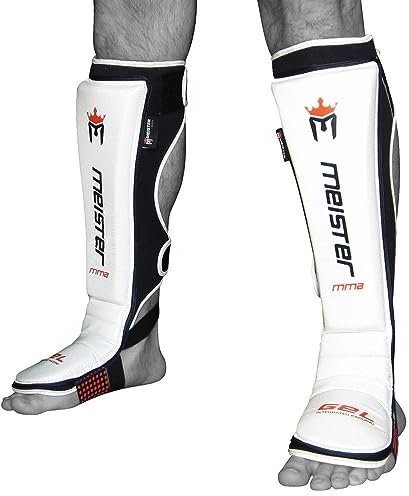 Meister Edge Schienbeinschoner aus Leder mit Gelpolsterung (Paar) - Weiß - Groß/Extra Groß