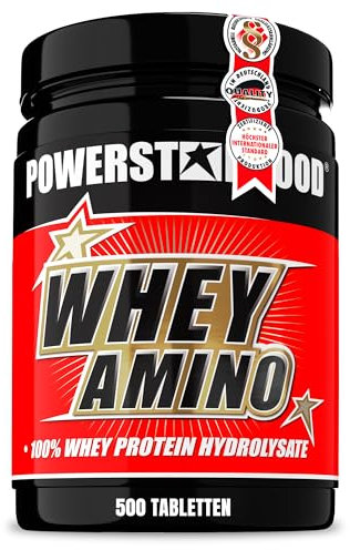 Powerstar WHEY AMINO | 500 Eiweiß-Tabletten hochdosiert mit 1.000mg pro Tablette | 100% Whey Protein Hydrolysat OHNE Zusätze & Süßungsmittel | Reich an EAA, Glutamin & anderen Aminosäuren