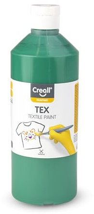 Creall Textil- & Stoffmalfarbe | Grün 500 ml | Waschmaschinenfest nach Fixierung | Für T-Shirts, Jeans, Schuhe, Stofftaschen, Möbel & Autoinnenraum/Dachhimmel