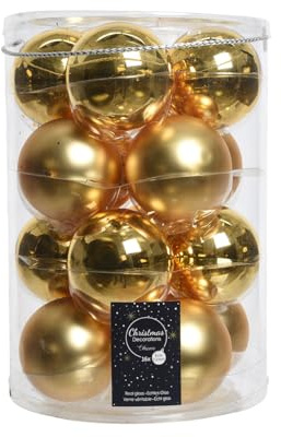 16 Christbaumkugeln Glas 8cm Gold