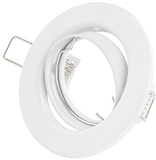 TEVEA LED Einbaustrahler Halogen Einbauleuchten Metall Einbaurahmen rund schwenkbar inkl. GU10 Fassung Einbaustrahler, LED Einbauspots (5er Weiss)