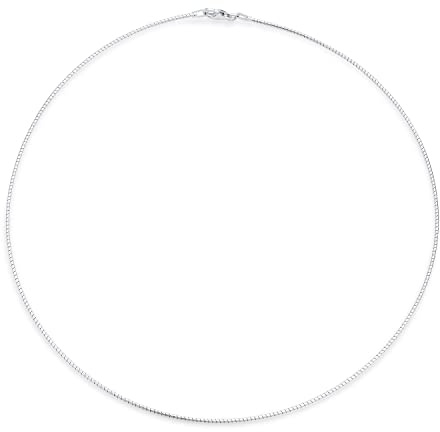 Bling Jewelry Einfacher Dünner Schieber Omega Cubetto Kette Schlange Halsreif Flex Halsband Halskette Für Frauen .925 Silber Sterling Anhänger Hinzufügen 18