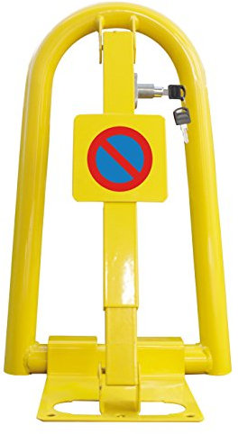 Barriera di Parcheggio a U Invertita con Serratura - Modello D311ECO - Dimensioni 50x30x27 cm - Ribaltabile a 180° - Facile Installazione - Resistente alla Pioggia e al Sole - Colore Giallo - Bikain