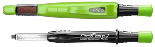 Pica BIG Dry 6060 I Zimmermannsbleistift nachfüllbar I 2x5mm Mine | Strapazierfähig I Druckmechanik mit Minenvorschub I mit Minenschärfer I Bleistift für Baustelle und Heimwerken