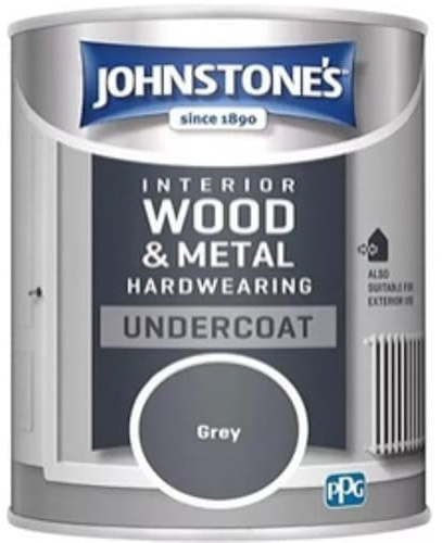 Johnstone's Exterior Hardwearing Undercoat - Grey 2.5L | Hardwearing Finish, Exterior Wood & Metal, Solvent Based Formula - Finish With Johnstone's Exterior Hardwearing Gloss