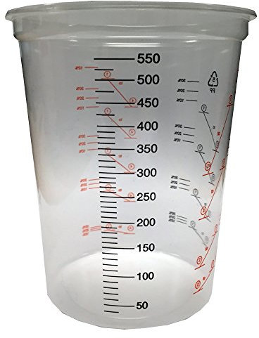 600ml Clear Plastic Mixing Cup - 10pk - No Lid